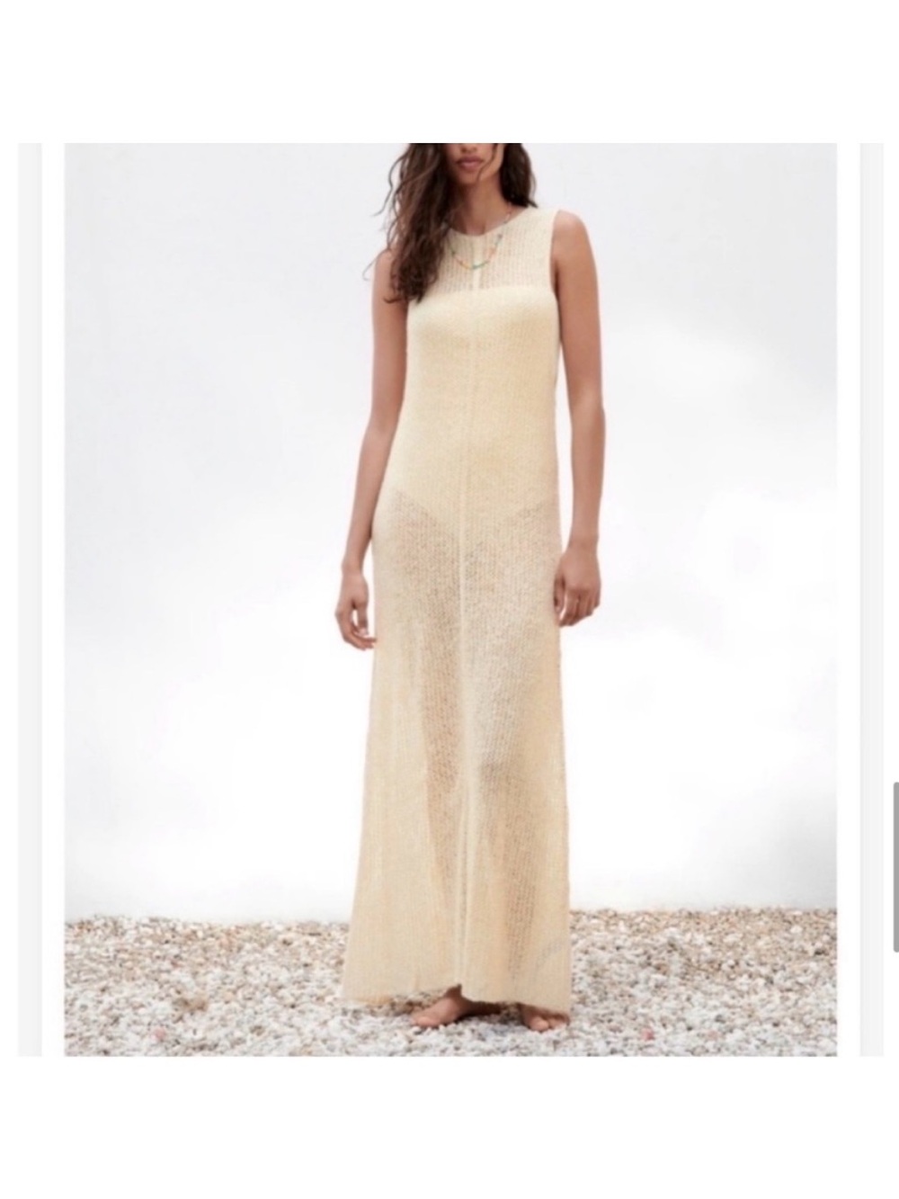 Zara Cream Knit Maxi Dress with bodysuit